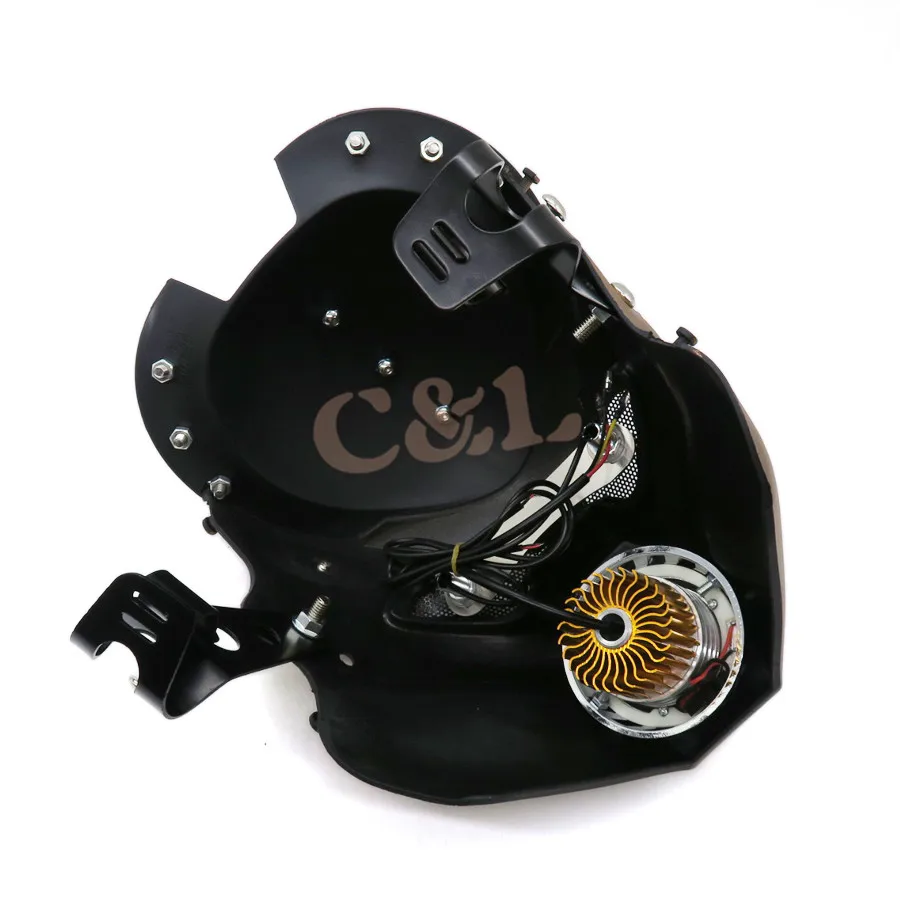 Мотоцикл светодиодный череп передняя фара лампа с кронштейном для Harley Honda Yamaha