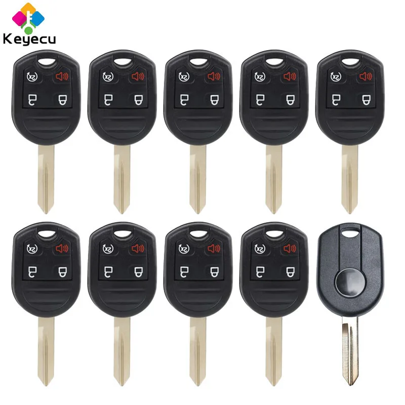 KEYECU 10PCS/Lot Remote Control Car Key Shell Housing With 4 Button &amp FO38R Blade - FOB for Ford Focus Edge Explorer CWTWB1U793 |