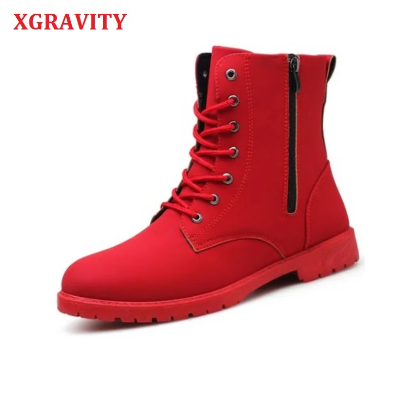 

Ботинки-мартинсы XGRAVITY мужские, модные повседневные рабочие ботинки на шнуровке, красные, A181, лето-осень