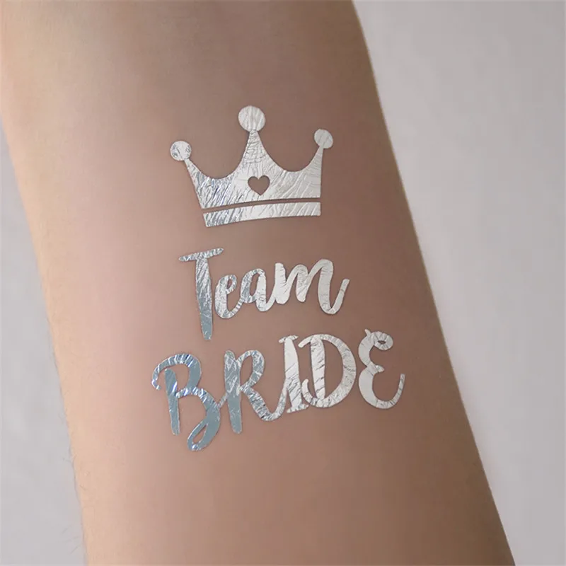 10 шт. Серебряная команда надпись Bride Tribe жениха с принтами &quotОтряд временные
