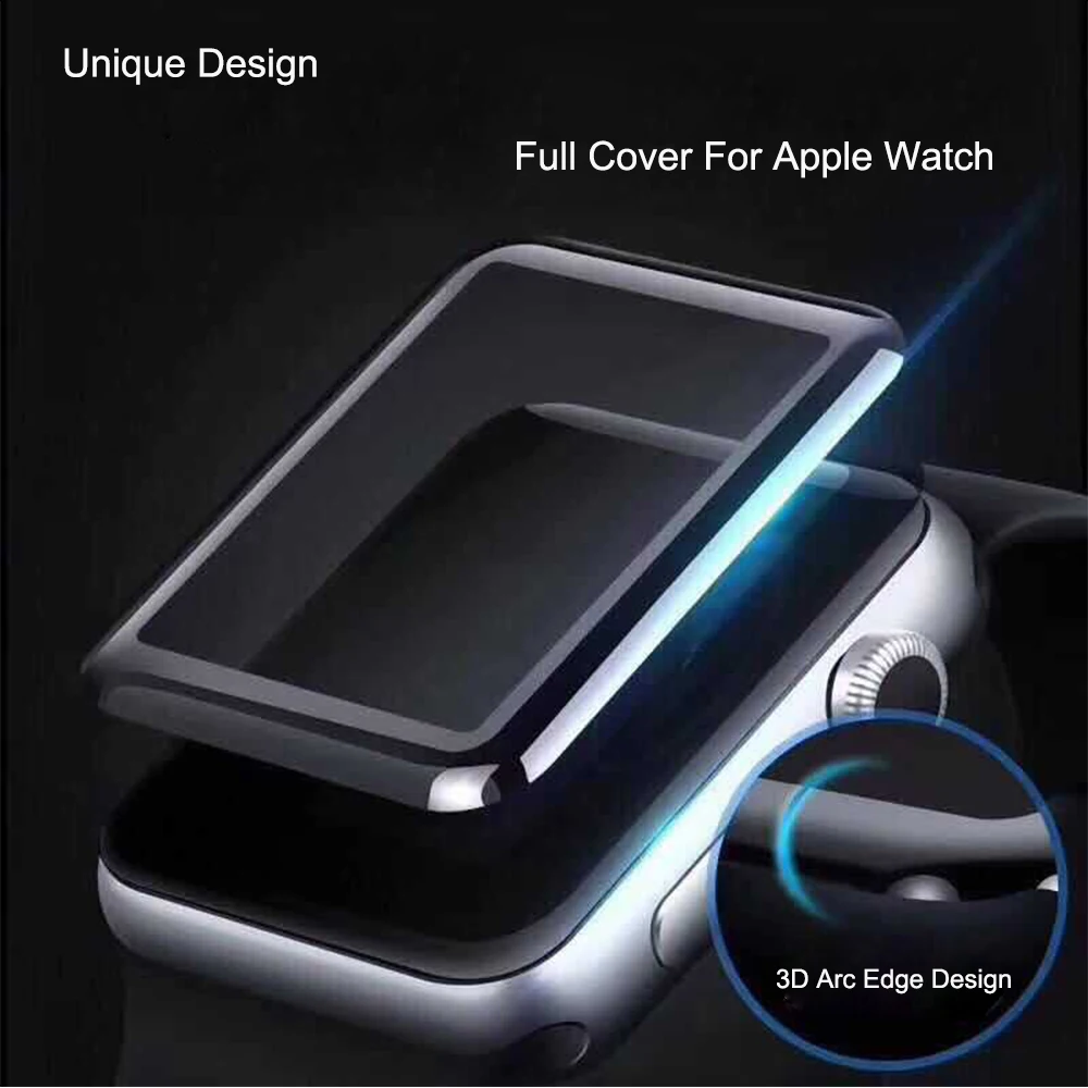9h 3d закаленное стекло для Apple Watch 38 42 40 44 мм полное покрытие изогнутые края Защита