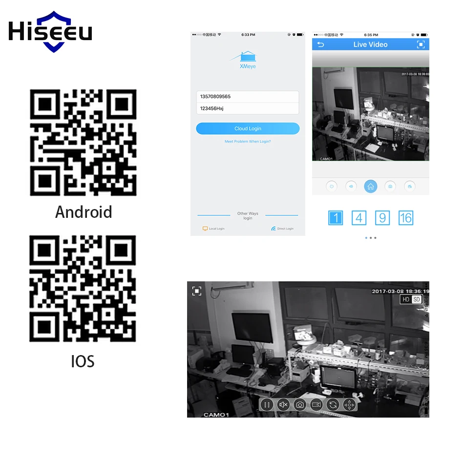 Hiseeu 720 P мини IP Камера безопасности пули cctv Indoor/Outdoor ИК Ночное видение P2P 1.0MP ONVIF 2.0