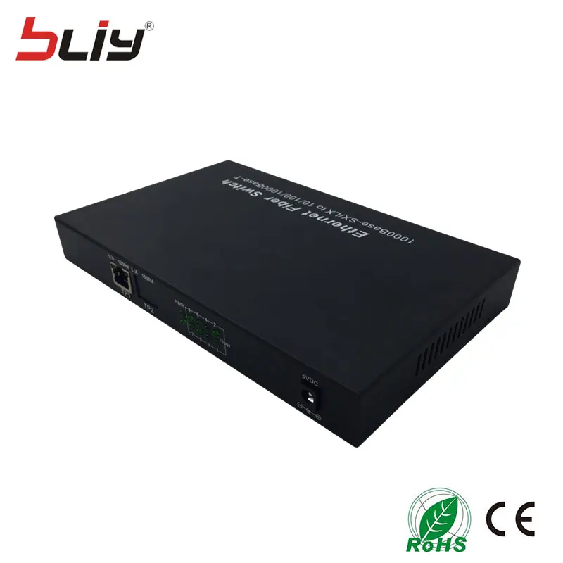 8giga двойной Волокно и 1 1000 Мбит/с TX RJ45 переключатель Media Converter одиночный режим media