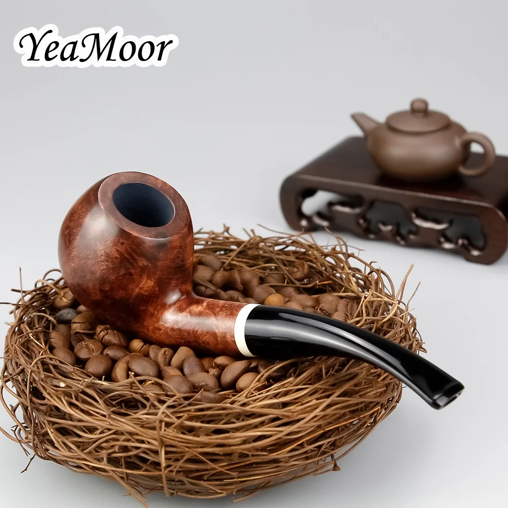 Новое Белое кольцо табачная Труба 9 мм фильтр Briar деревянная труба набор 20 фильтр 50 очиститель бесплатно Briar курительная труба большая чаша изогнутая Briar труба