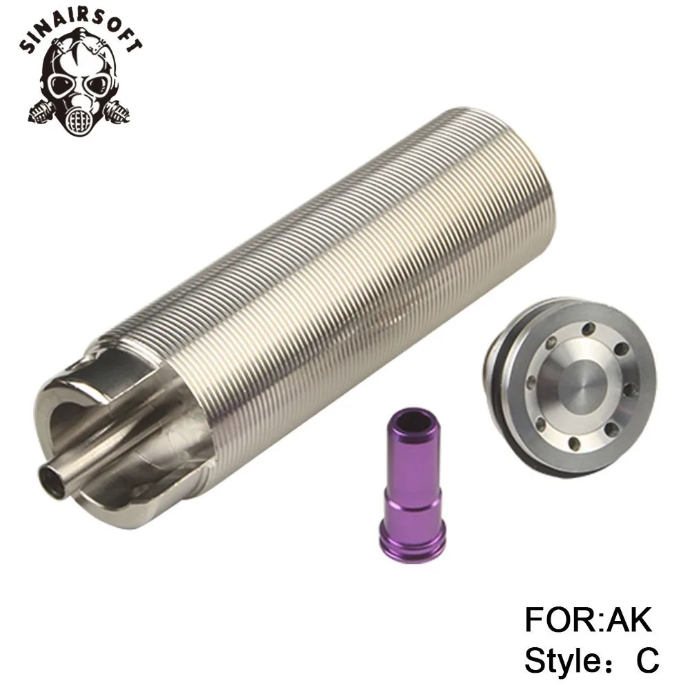 Threaded For AK SHS Tune Up комплект из нержавеющей стали с ЧПУ фрезерованный цельный цилиндр Встроенная головка цилиндра насадка с поршневой головкой страйкбол пейнтбол - Цвет: Threaded For AK