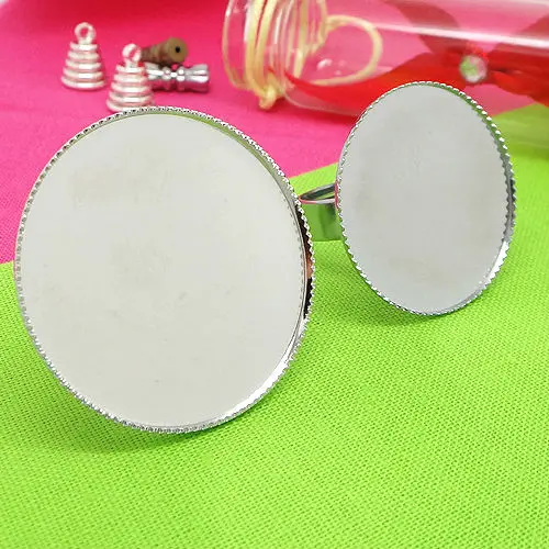 10 шт. оптовая продажа родиевое серебряное регулируемое кольцо заготовка с