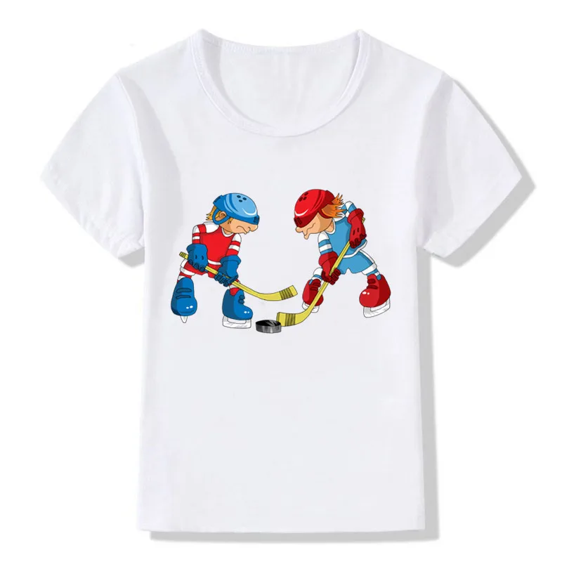 

1,2,4,6,8,10,12Y Summer Cartoon Hockey Print Kids Girls Boys Tshirts KT-1972