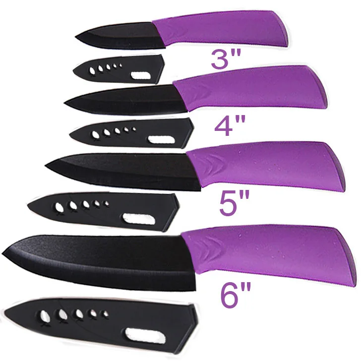 Высокая резкое 3 &quot 4 5 6 ножи керамический нож комплект фиолетовый ручка и черный