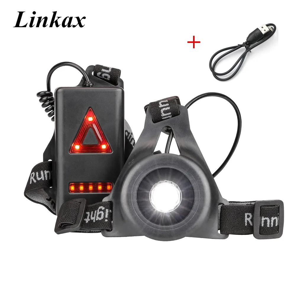 

8*Red LEDs + White LED Waterproof Chest Lamp Flashlight Red & White Night Running Light Night Walk Safety Lamp + USB Cable