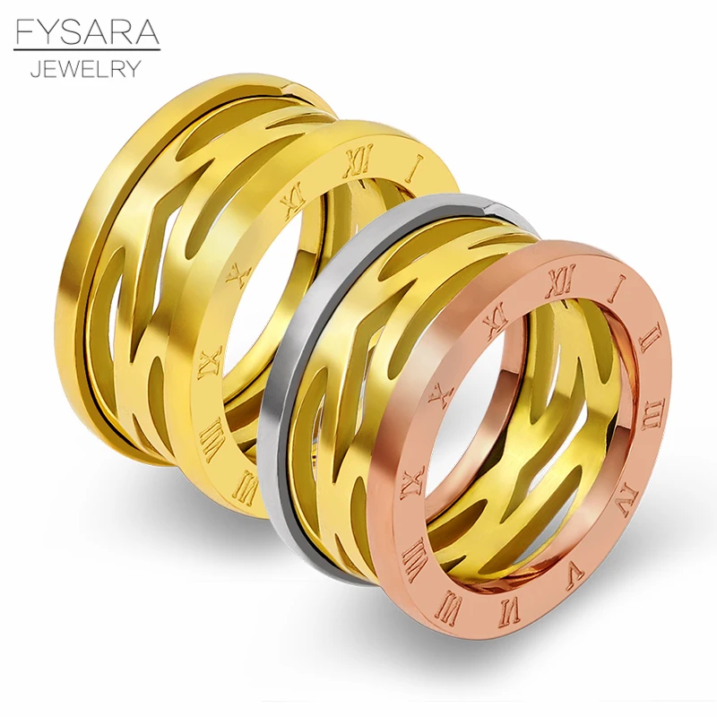 FYSARA, титановая сталь, ювелирное изделие, роскошный бренд, любовь, кольцо, розовое золото, полые римские цифры, кольца для мужчин и женщин, кольца для большого пальца, классический подарок