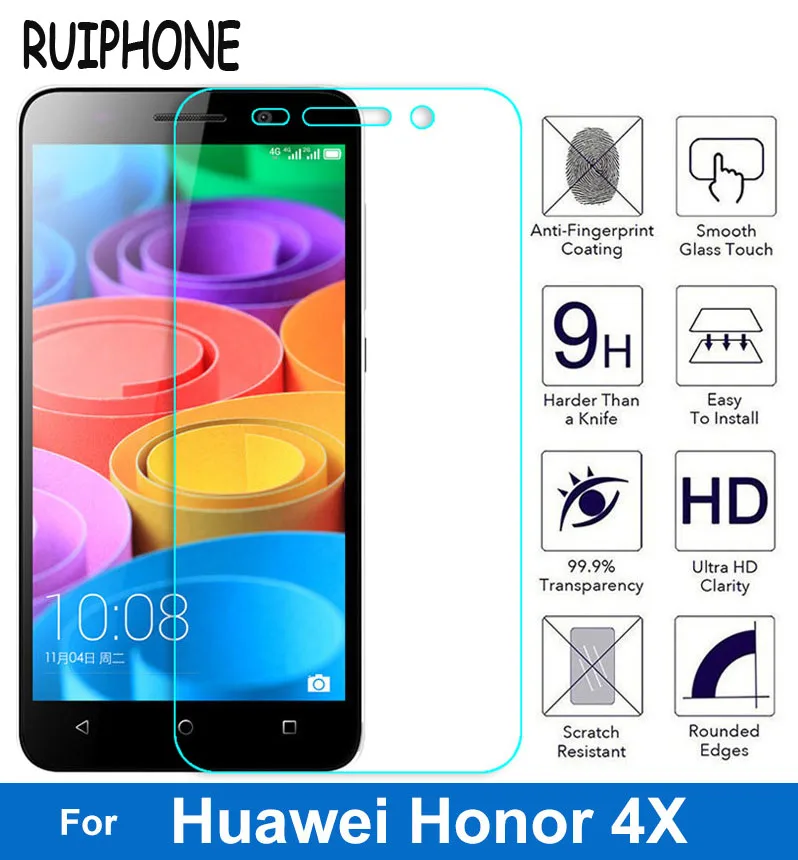 Закаленное стекло для Honor 4X Play Защита экрана Huawei Honor4X Spree искусственная кожа