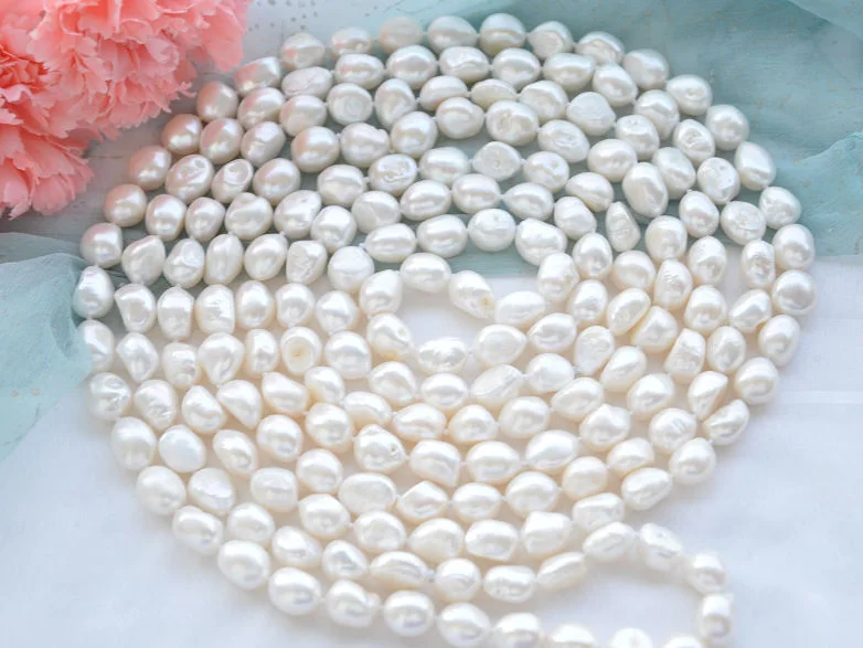 

80-200cm 30-80inch bright white 11mm baroque freshwater pearl handmade Necklace Woman Jewelry AAA Natural pearl