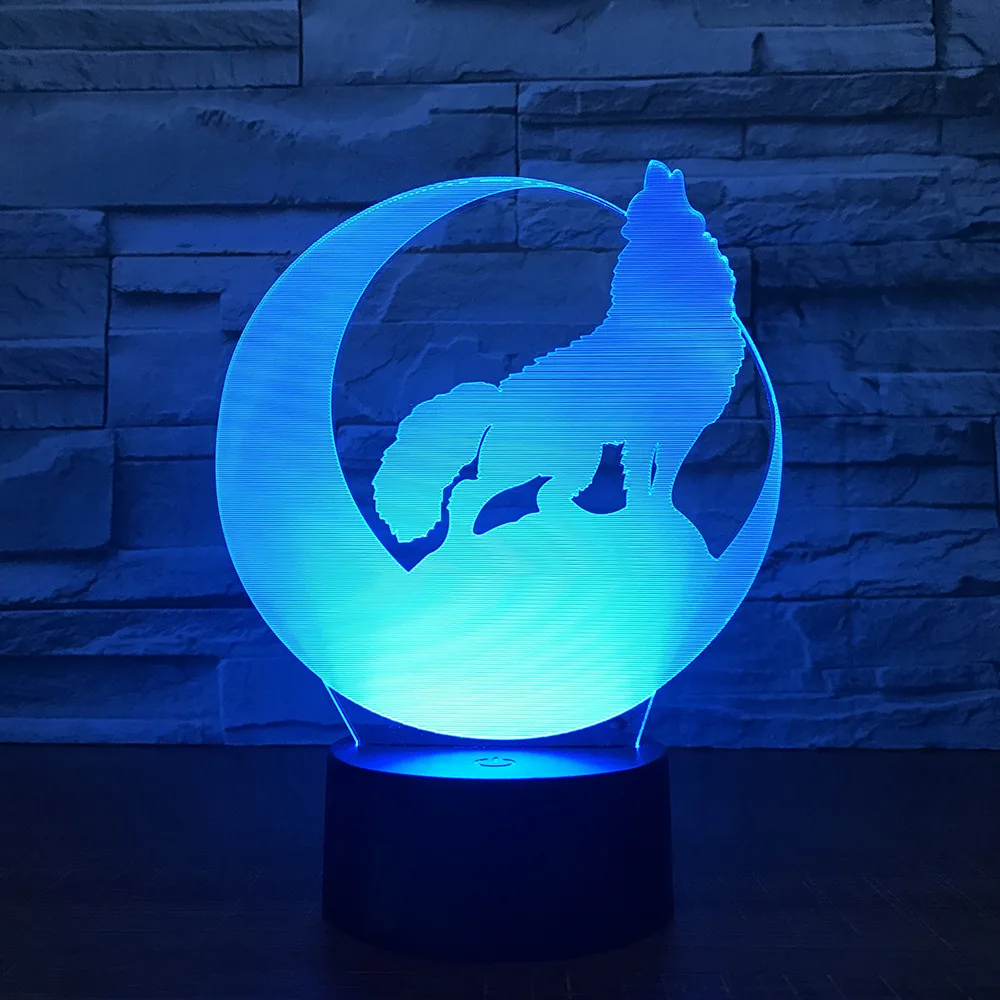 Волк Луна Новинка 3D светодиодный светильник ночник Мощность банк Usb LED Lamparas