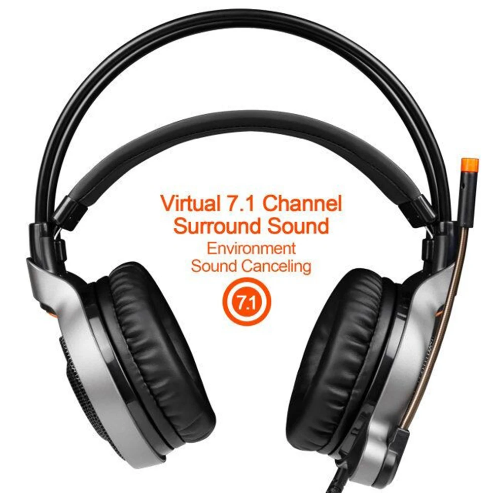 Sades R1 Виртуальный 7.1 Surround Sound Gaming Headset Over Ear USB компьютера наушники с Вибрационный