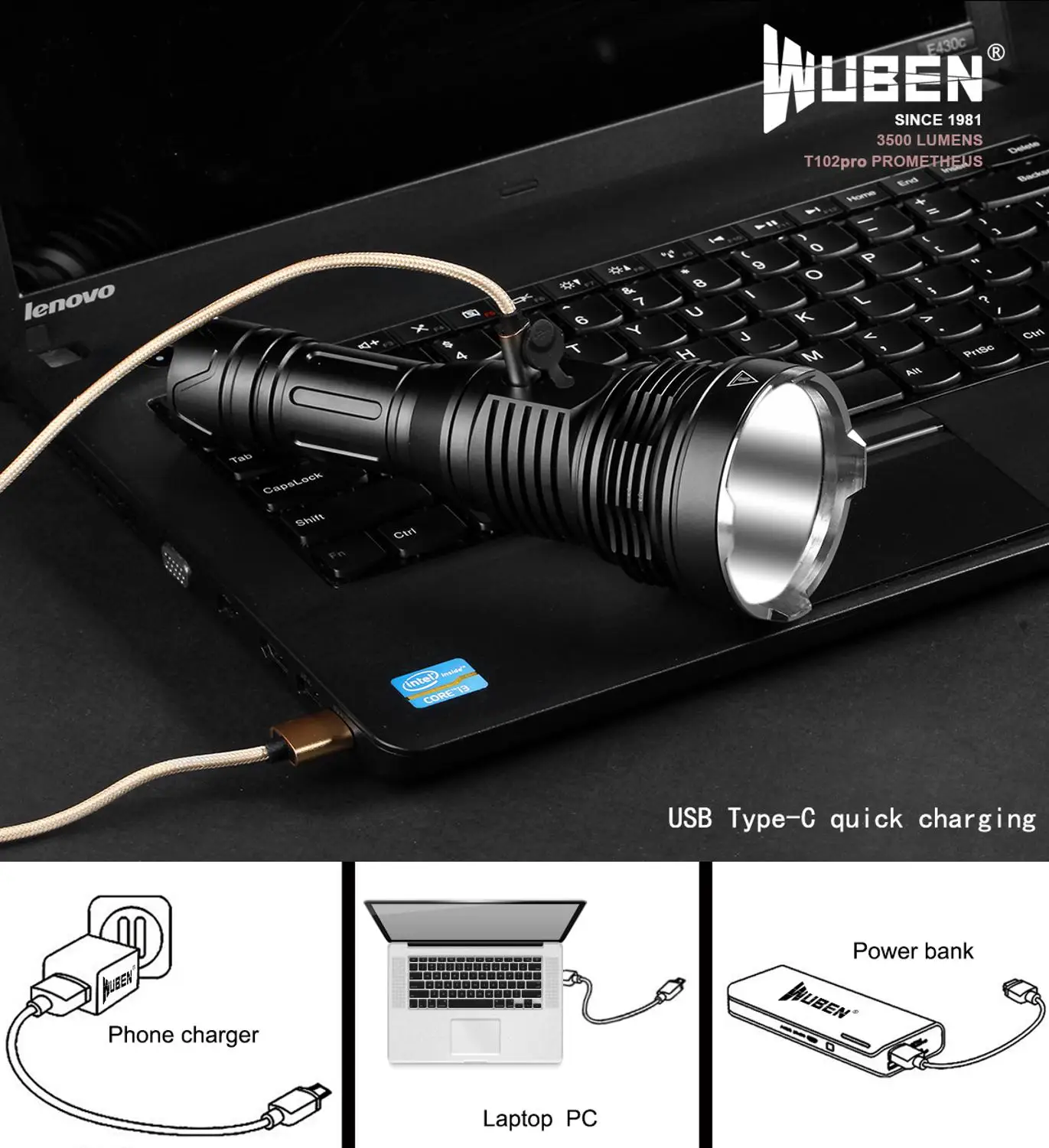 WUBEN T102Pro ручной фонарь CREE XHP70 Макс 3500 люмен луч бросок 500 м уличный с 26650 литий
