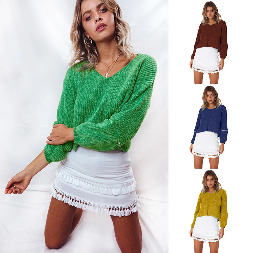 CHRLEISURE джемпер свитер женский Pull уличная вязанный зимний винтажный свободный