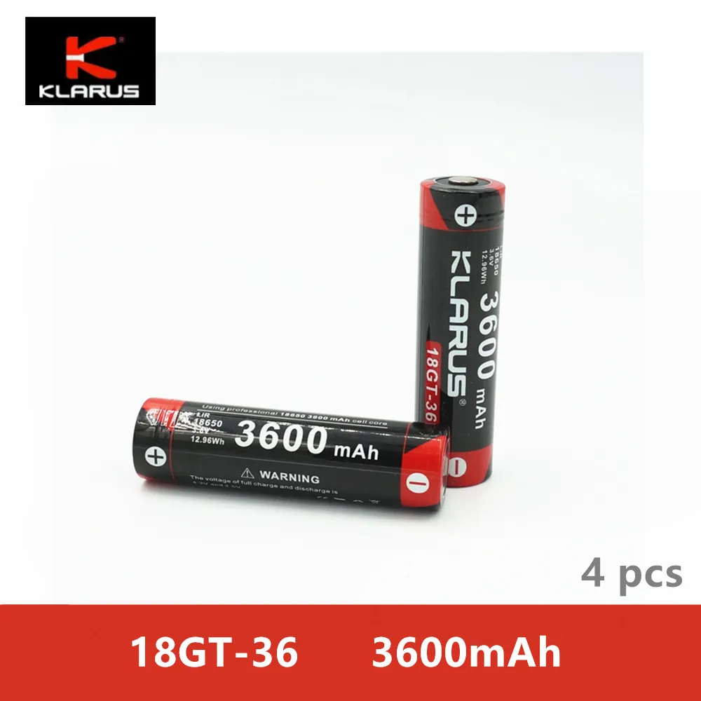 4 шт Klarus LiR 18650 18GT-36 3600 mah литий-ионная аккумуляторная батарея 3 6 V 12.96Wh Защитная