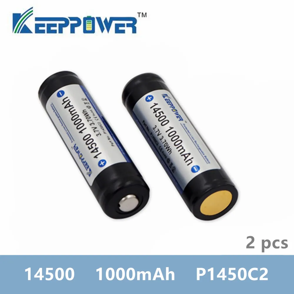 2 шт KeepPower 14500 1000mAh 3,7 V WH Защищенные Литий-ионные аккумуляторы P1450C2 для фонарика vape