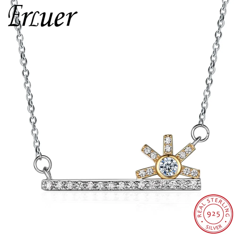 ERLUER Two-color Brand Clear Shape lover mother gift Party fashion CZ Pendant Necklaces for Women Jewelry |