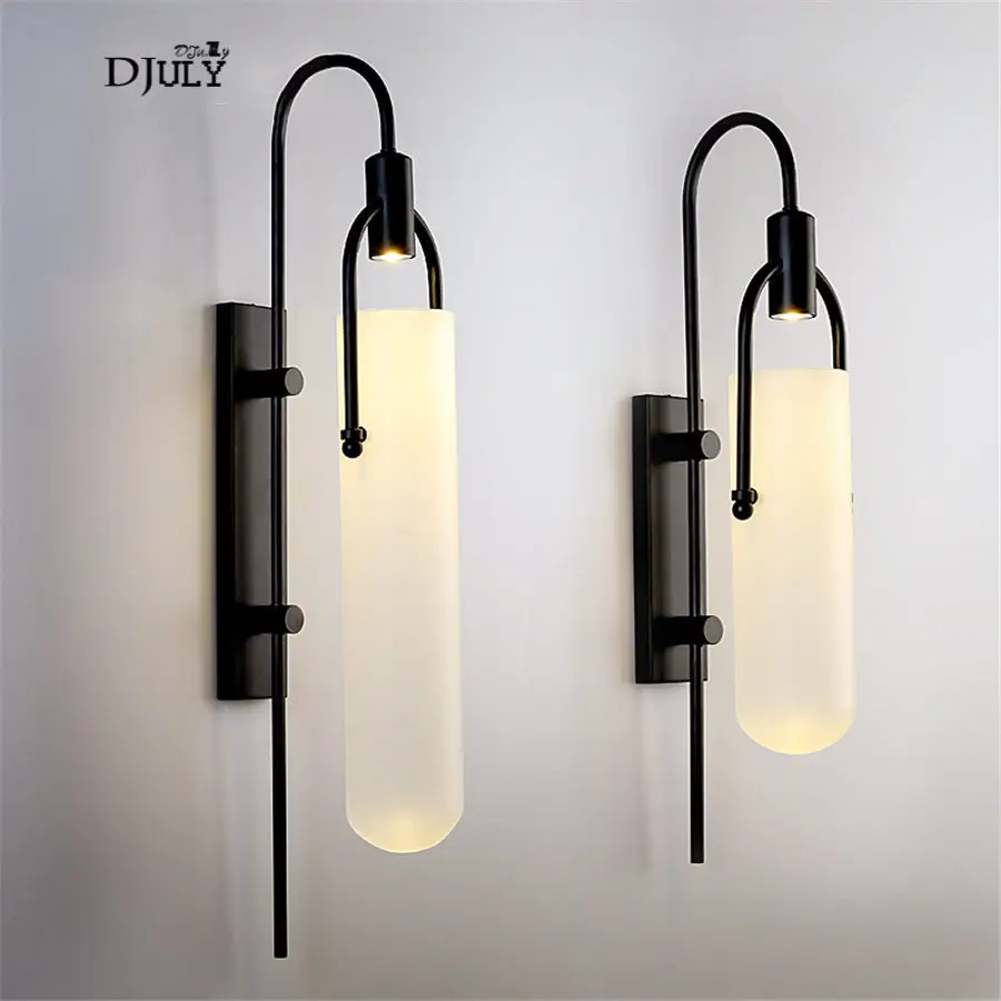 

nordic white glass tube wall lamp for corridor bedroom bedside villa home deco vanity light hotel staris lighting led luminaire