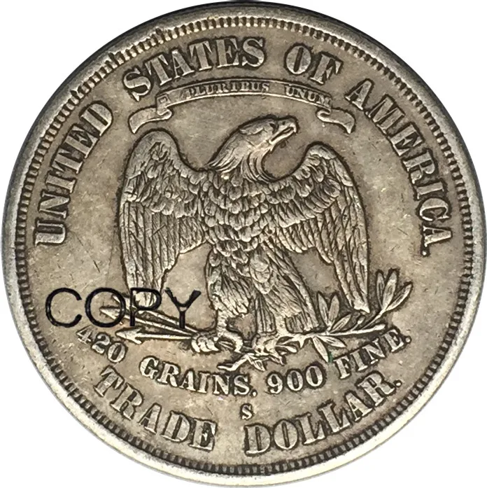 United States Of America 1876 S In God We Trust 90% Silver Trade Dollar High Copy Coins | Non-currency
