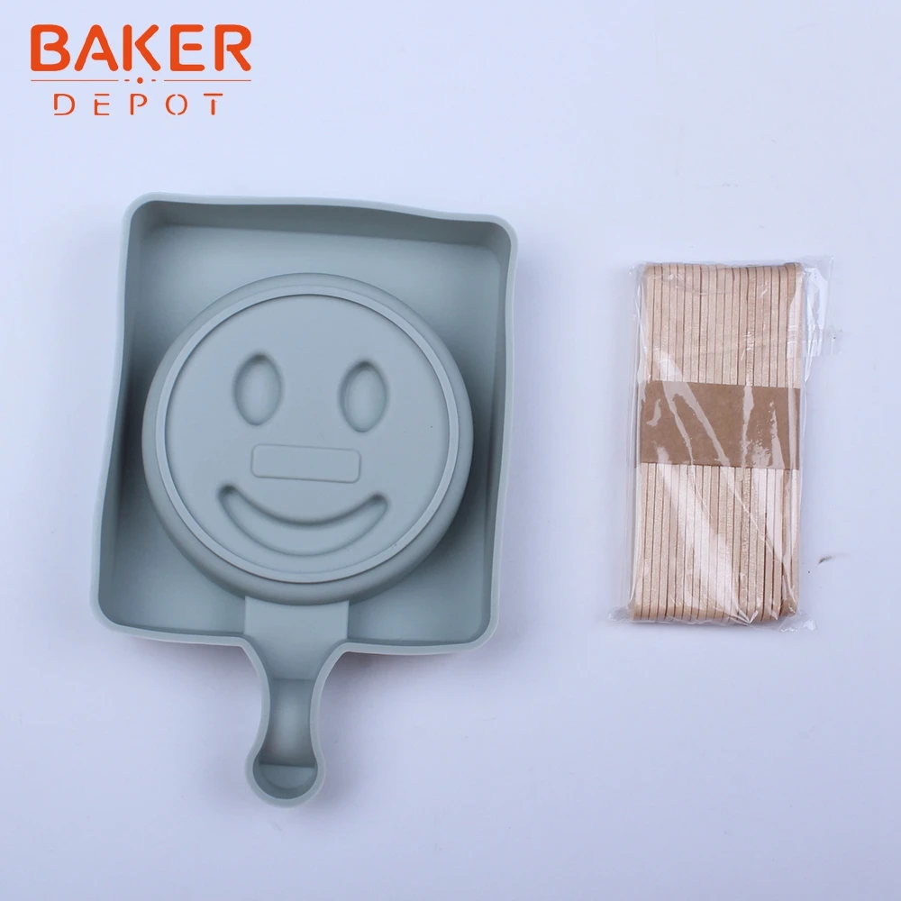 BAKER DEPOT smile face силиконовая машина для мороженого замороженный ледяной куб лоток