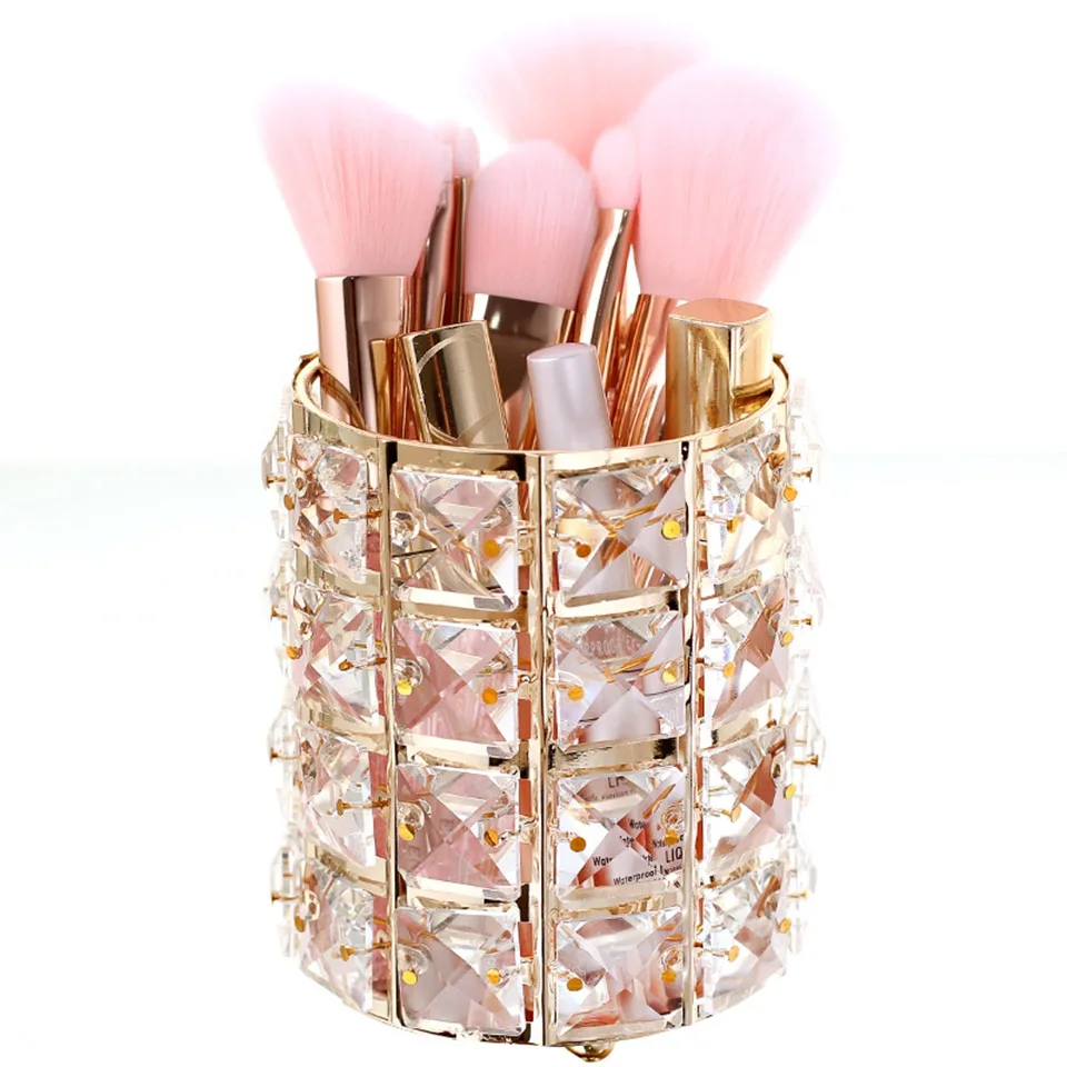 Makeup Organizer 1 Msjo Makeup Organizer European Crystal Design Cosmetic Brush Makeup Holder Pencil Bucket Pen Storage Rack Container Storage Box - Цвет: Makeup Organizer 1