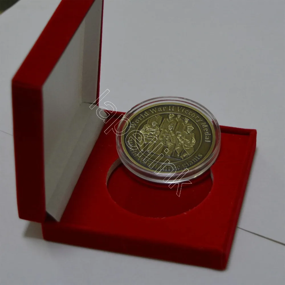 50 мм Античная бронзовая монета Купер Вторая мировая война памятная с красными
