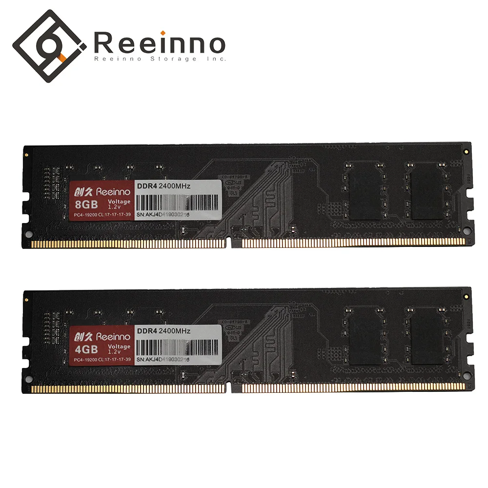 Фото Reeinno Ram 4 GB/8 GB DDR4 2400MHz 1 2 V PC4-19200 288pin 17-17-17-39 CL = 17 интерфейс тип одиночный модуль