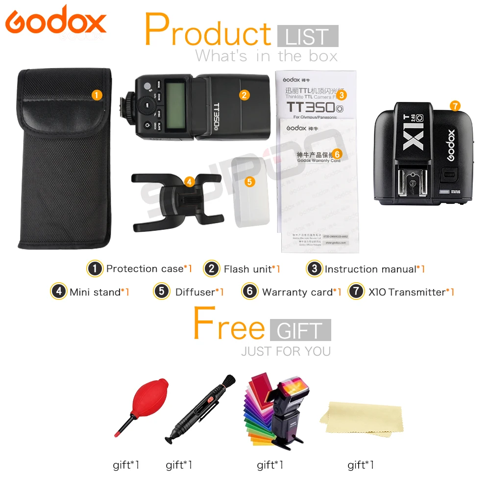 Godox TT350O Миниатюрная лампа-вспышка ttl HSS 1/8000 S GN36 камера вспышка карманные фонари