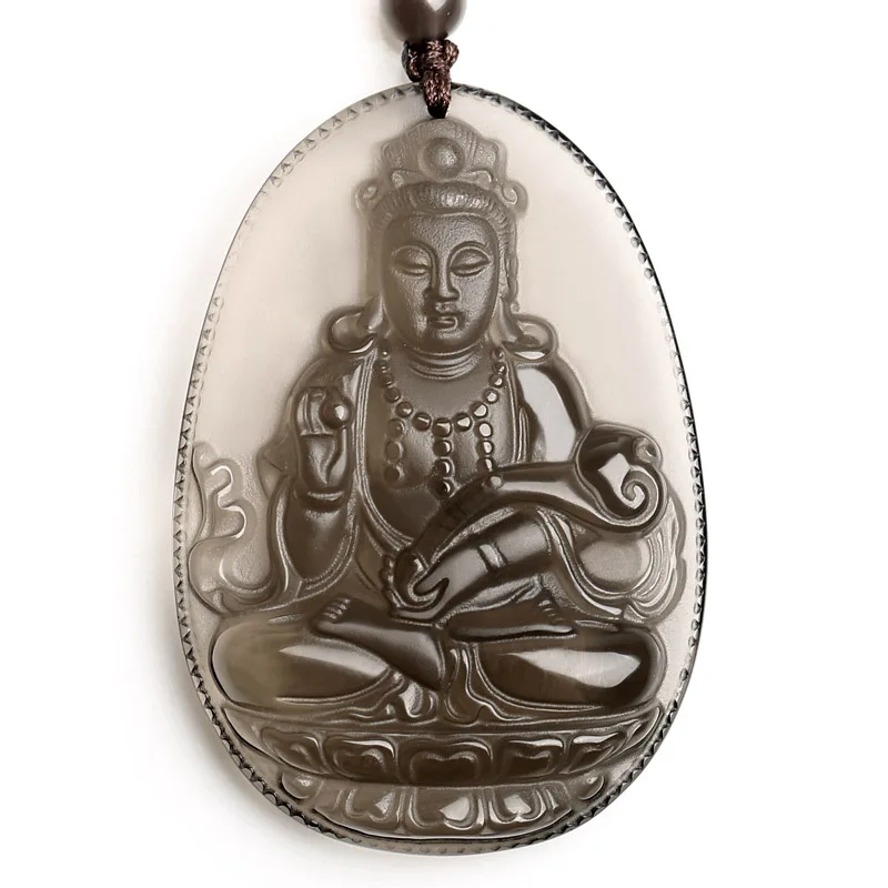 Natural Obsidian carving Guanyin pendant men mascot Necklace Pendant Jewelry | Украшения и аксессуары