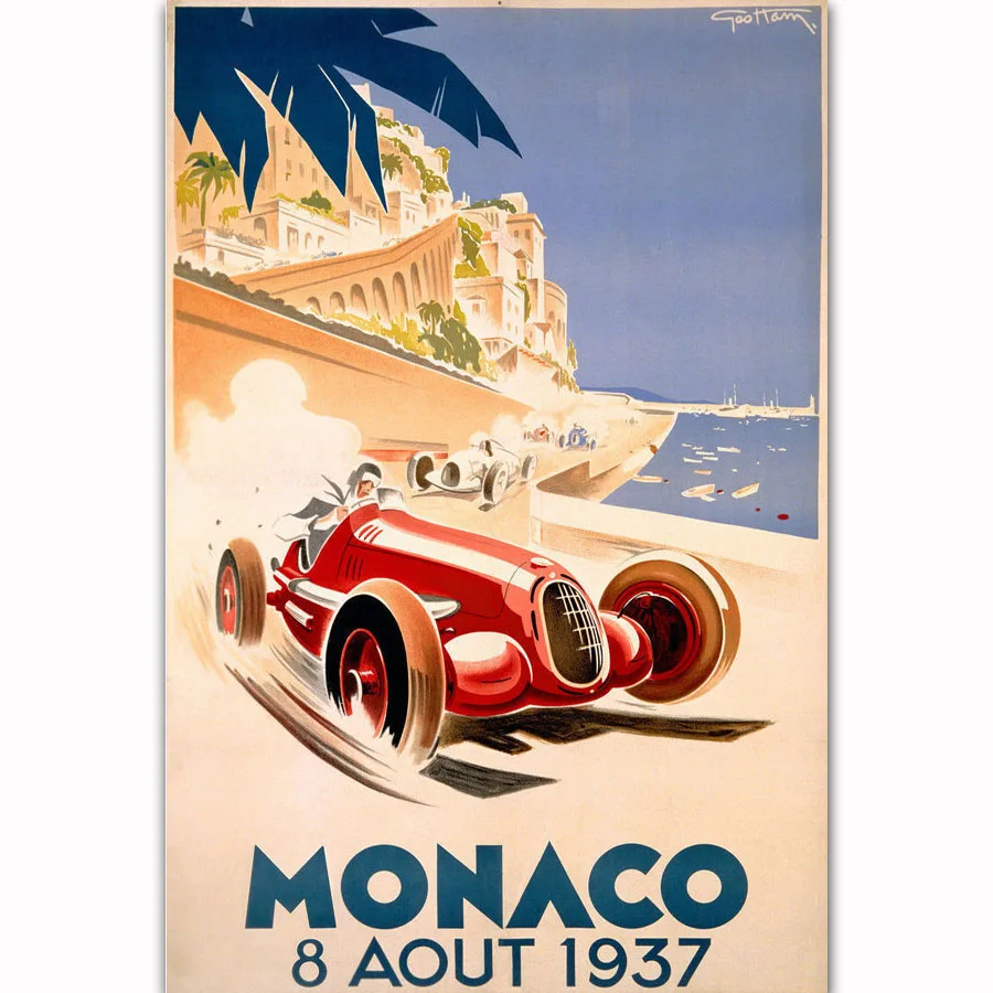 FX1937 хит 1937 Monaco Grand Prix Классический гоночный автомобиль винтажный постер