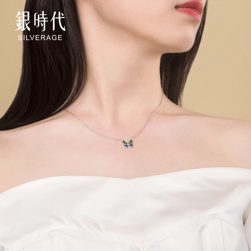 Женское ожерелье из серебра 2019 пробы с бабочкой|Подвески| |