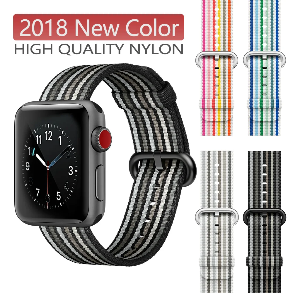 Новая нейлоновая Спортивная петля для apple watch серии 5 4 3 ремешок для iWatch 44 мм 42 мм 38 Красочные легкие дышащие Замена