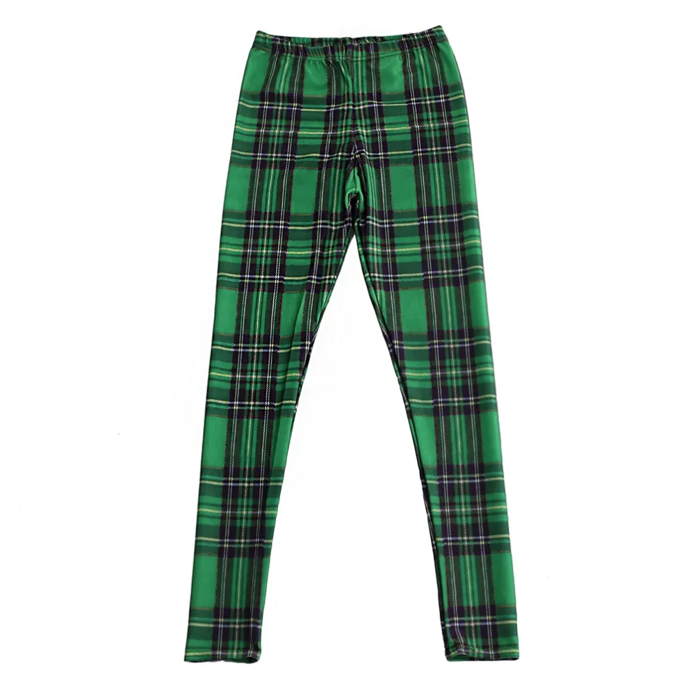 Эластичные повседневные штаны женские леггинсы с 3D Цифровым принтом в зеленую