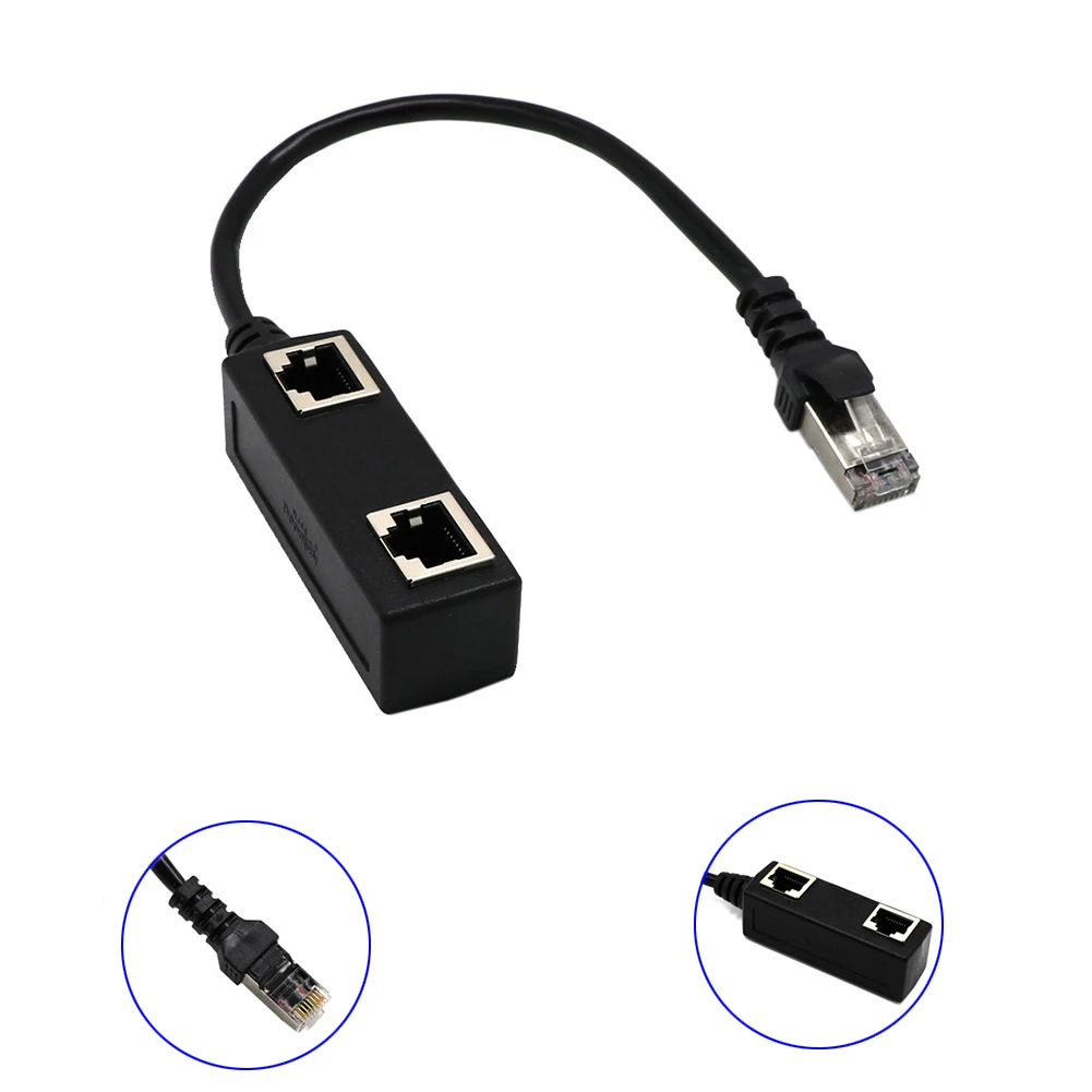 RJ45 Сплиттер Адаптер от 1 до 2 портов переключатель кабель для Cat5 Cat6 LAN разъем Ethernet