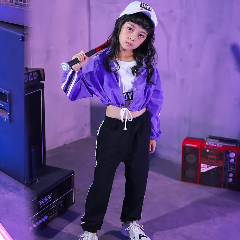 Весенняя одежда для маленьких девочек Короткий топ Свободные штаны Джаз Хип хоп