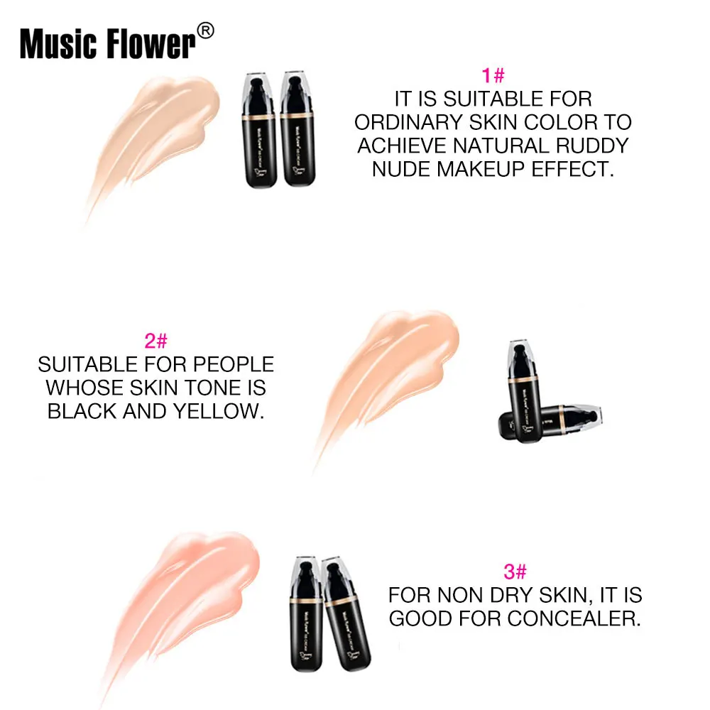 Music Flower 3 цвета натурального уход за кожей лица BB крем для макияж основа кремовая