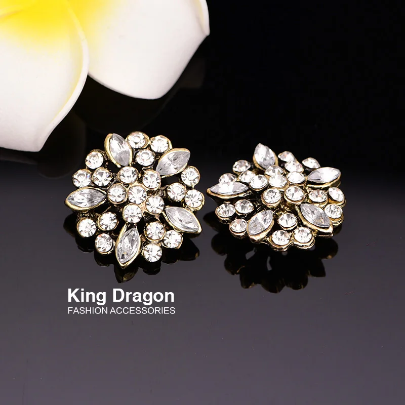 Новое поступление античная медная пуговица со стразами 20 мм 5 шт./лот хвостовик