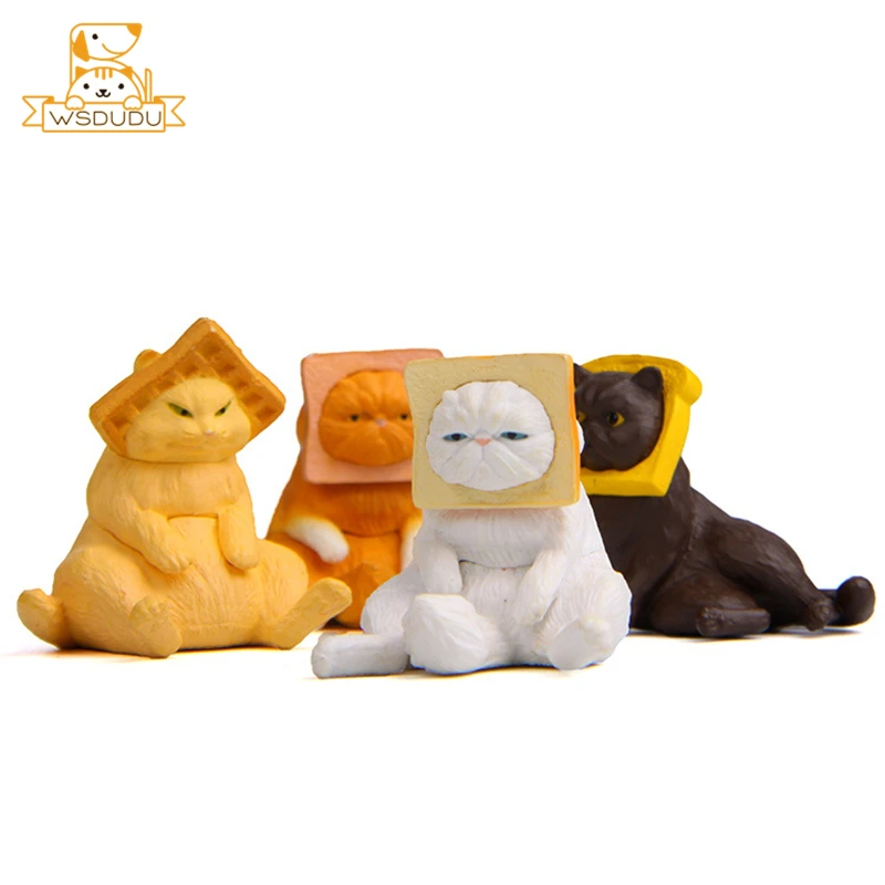 Kawaii тостов квадратный котенок фигурки Мультяшные коты экшн модели игрушки милая