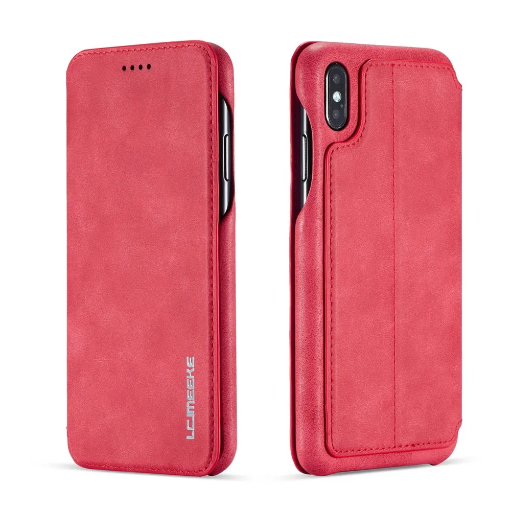 Red Роскошный деловой чехол для Apple iPhone 11 Pro MAX X XR 6 7 8 Plus, чехол-подставка для телефона, откидной кожаный чехол s для iPhone XSMAX, задняя крышка - Цвет: Red