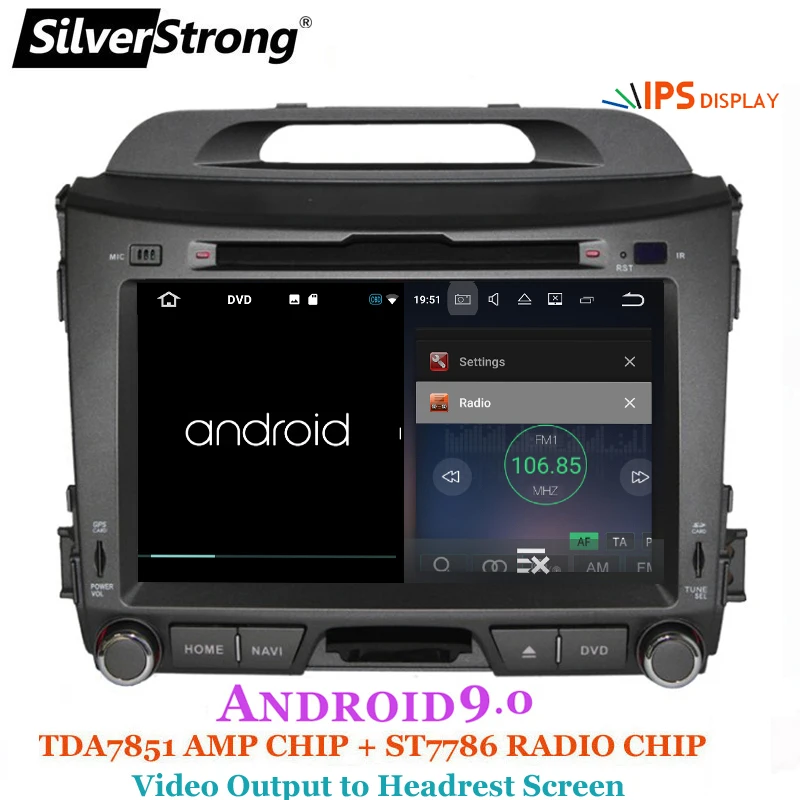 SilverStrong Android9.0 ips 2 din Автомобильный мультимедийный dvd-плеер для KIA sportage3 gps экран Навигация стерео руль