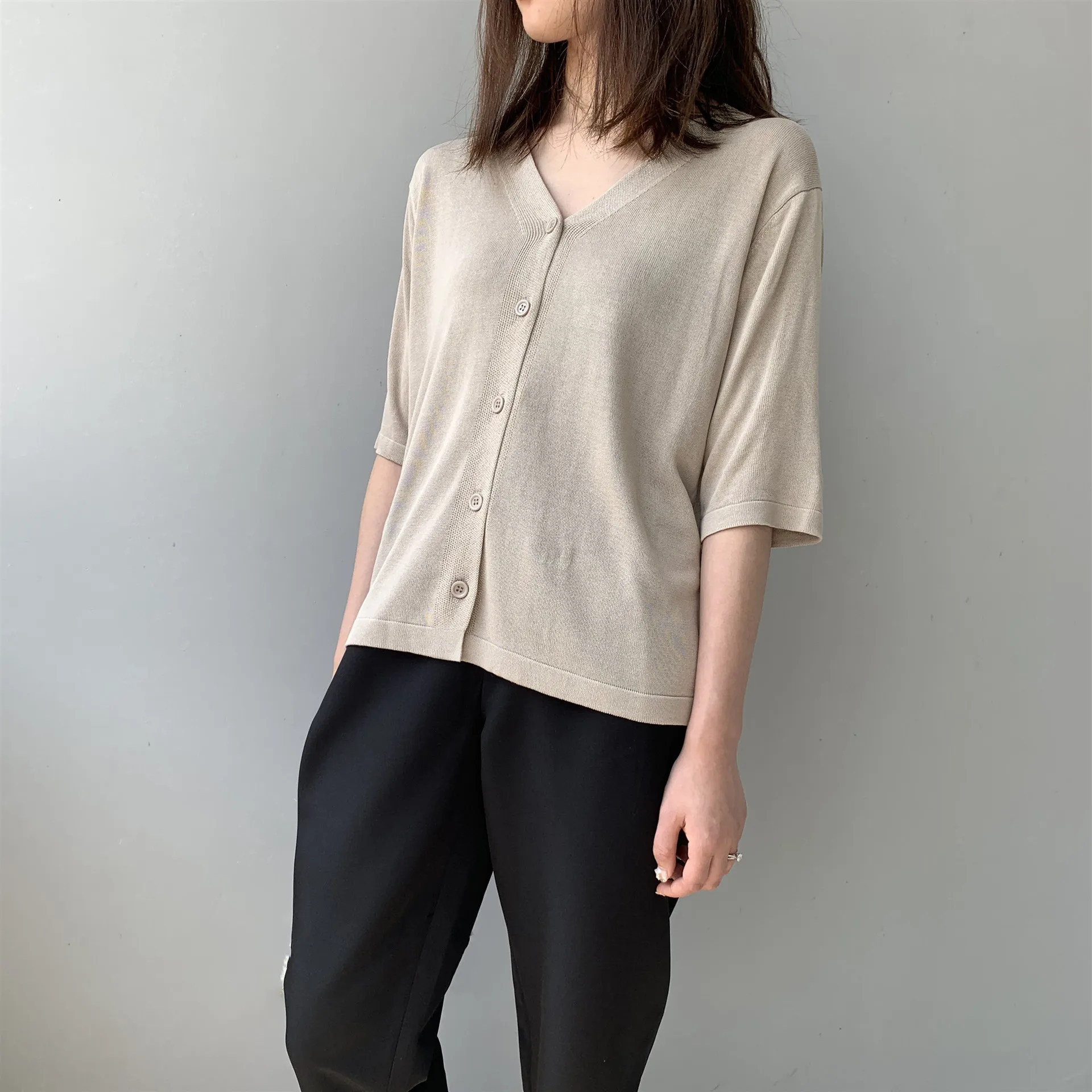 2019 Весна и лето новый ледяной шелк вязаный женский кардиган ленивый короткий