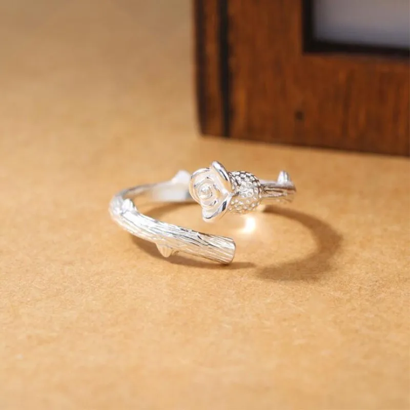 Кольцо из серебра 925 пробы с цветком розы | Украшения и аксессуары