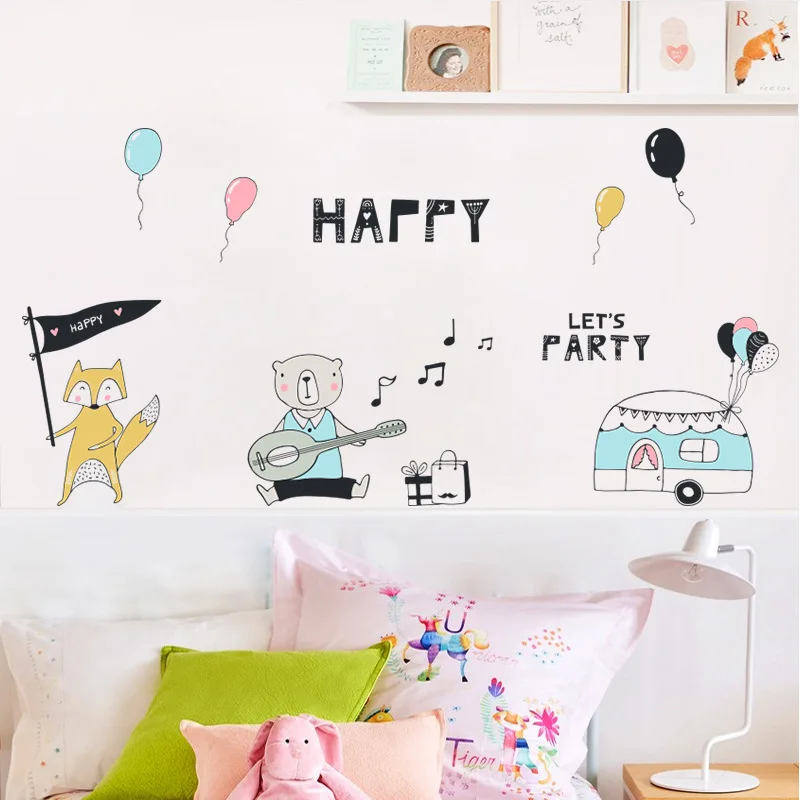 

Happy Party Kids Children Room Posters PVC Wall Sticker Baby Bedroom Nursery Painting Wall Decals Mural Art
