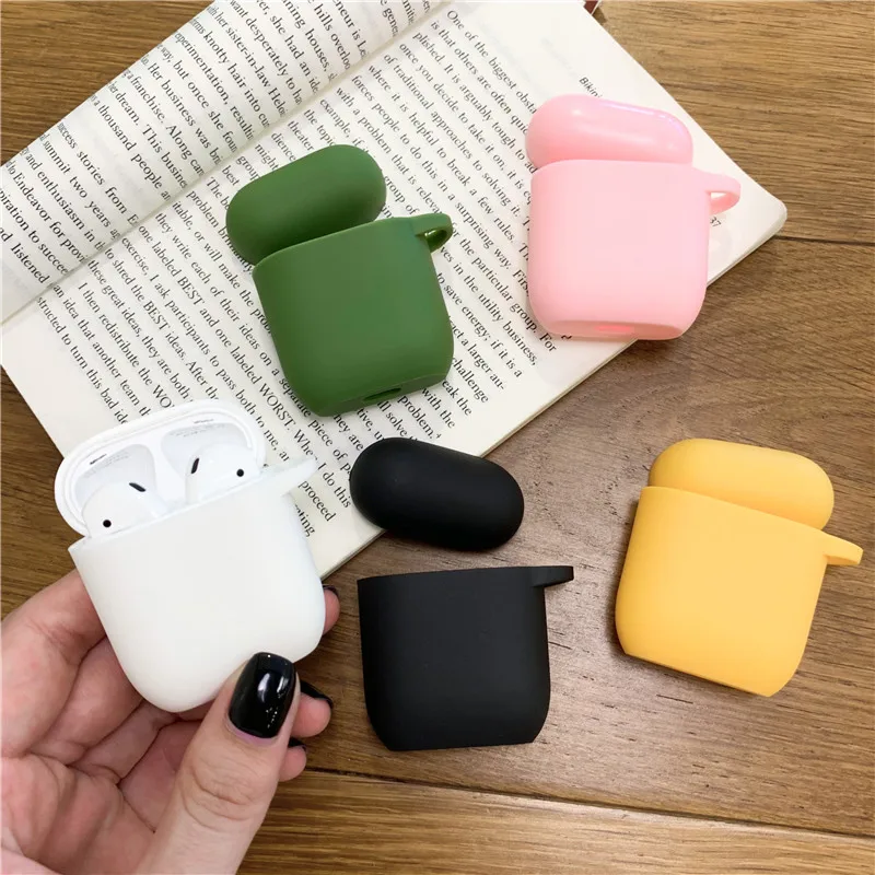 Сплошной цвет ТПУ силиконовый для AirPods защитный чехол Bluetooth наушники чехол для Apple Air pods корпусы гарнитурные зарядные коробки