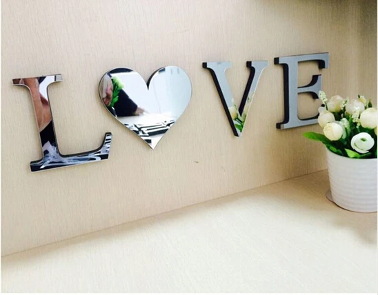 LOVE Tofok DIY наклейки на стену с зеркальной поверхностью, акриловые украшения для дома, креативные буквы, декор для спальни, офиса, настенные наклейки для гостиной - Цвет: LOVE