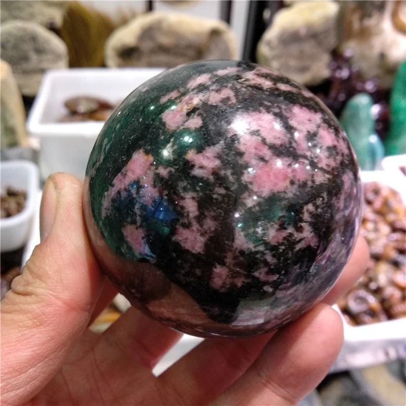DHX SW около 6 7 см натуральный Родонит Сфера полировка orb розовый камень шар Таро