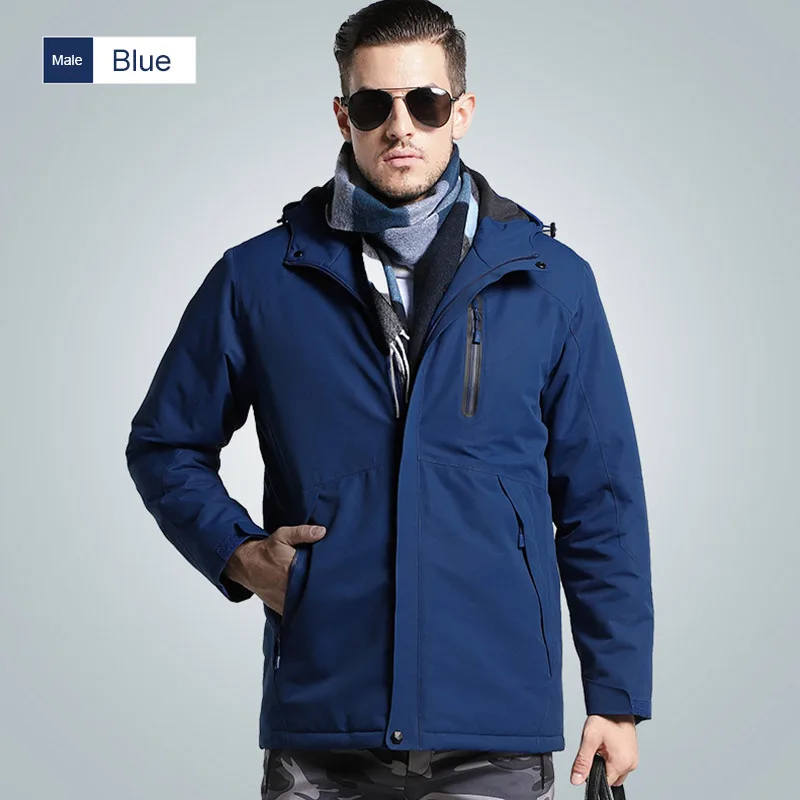 Men Blue USB умная зарядка нагревательная куртка зимняя теплая одежда из углеродного волокна теплая термостатическая одежда(power bank не входит в комплект - Цвет: Men Blue