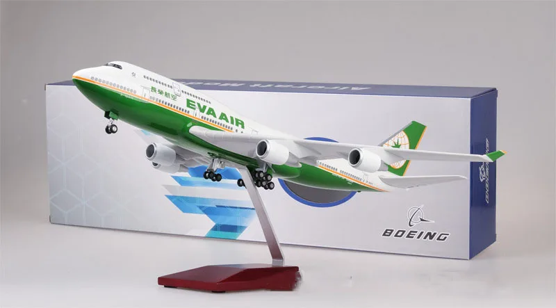 1/157 масштаб 47 см самолет Boeing B747 самолет Тайвань EVA AIR Airline Модель свет и колесо литья под давлением пластик Смола самолет